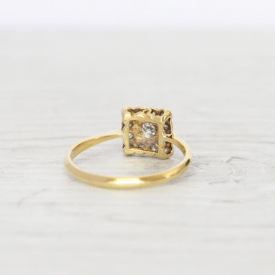 Edwardian 0.26 Carat Old Cut Diamond Square Cluster Ring