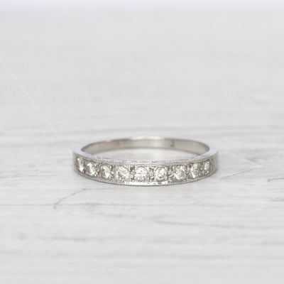 Vintage Engraved 0.27 Carat Diamond Half Eternity Ring