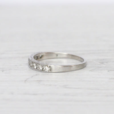 Vintage Engraved 0.27 Carat Diamond Half Eternity Ring