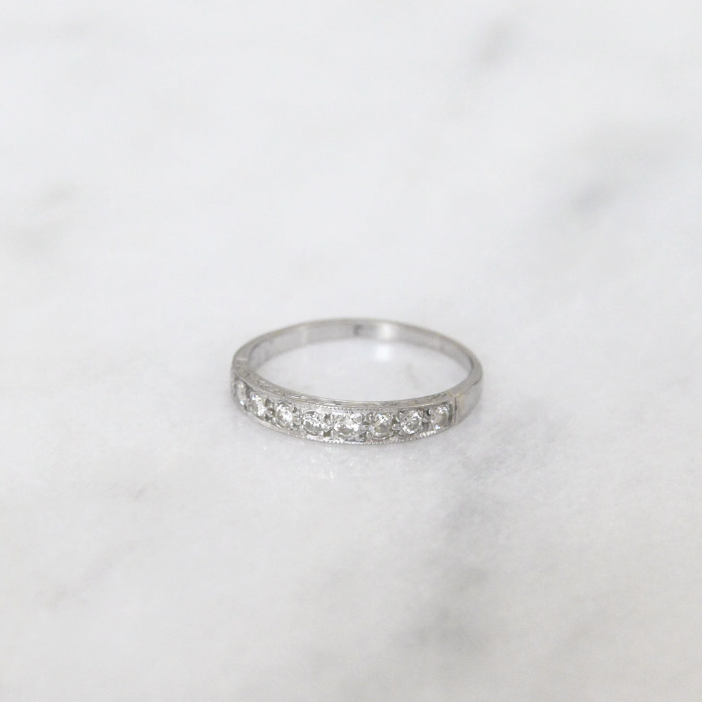 Vintage Engraved 0.27 Carat Diamond Half Eternity Ring