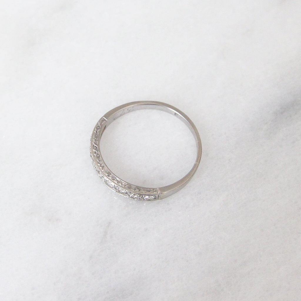 Vintage Engraved 0.27 Carat Diamond Half Eternity Ring