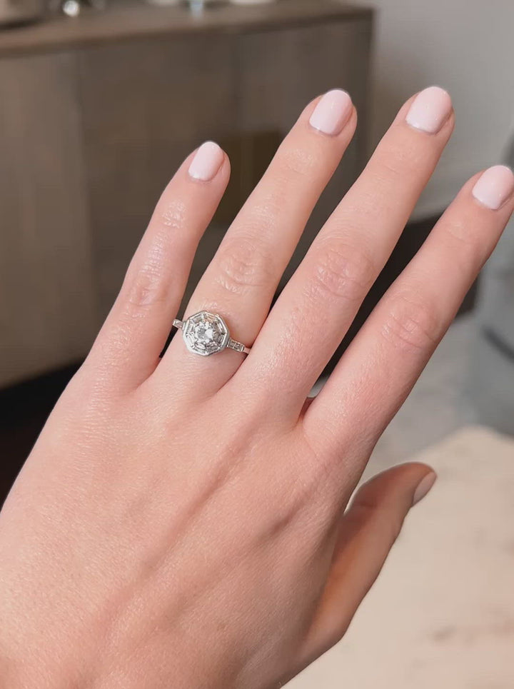 Art Deco Style 0.97 Carat Octagonal Cut Diamond Cluster