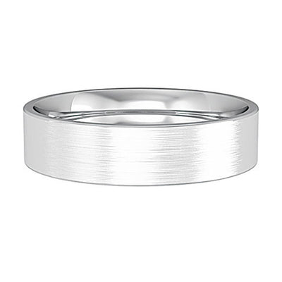 5mm Flat Court Satin Brushed Wedding Band