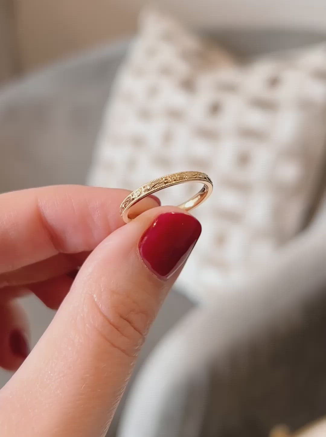 The Orange Blossom Band - Vintage Style Engraved Wedding Band
