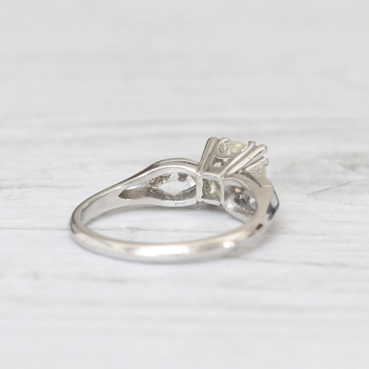 Art Deco 0.88 Carat Transitional Cut Diamond Solitaire