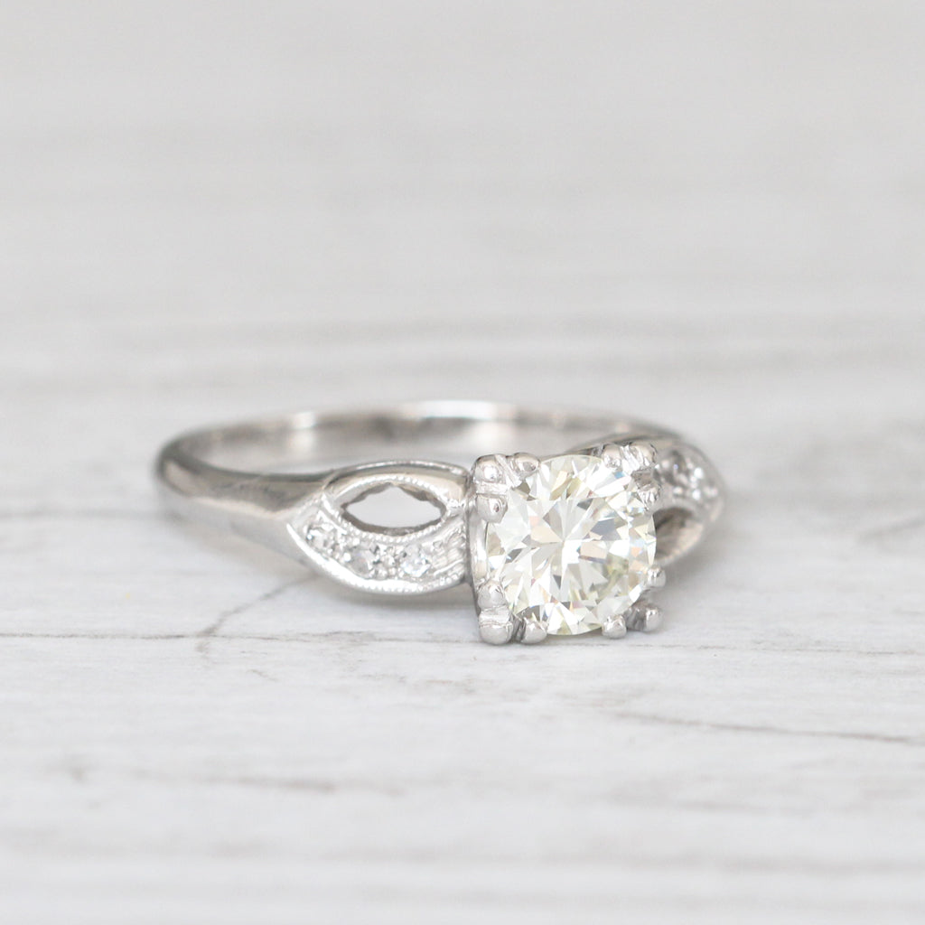 Art Deco 0.88 Carat Transitional Cut Diamond Solitaire