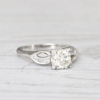 Art Deco 0.88 Carat Transitional Cut Diamond Solitaire
