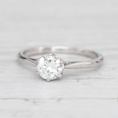 Mid-Century Vintage 0.67 Carat Brilliant Cut Diamond Solitaire