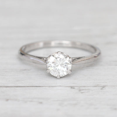 Mid-Century Vintage 0.67 Carat Brilliant Cut Diamond Solitaire