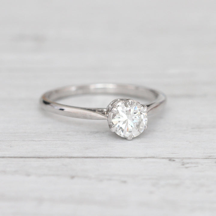 Mid-Century Vintage 0.67 Carat Brilliant Cut Diamond Solitaire