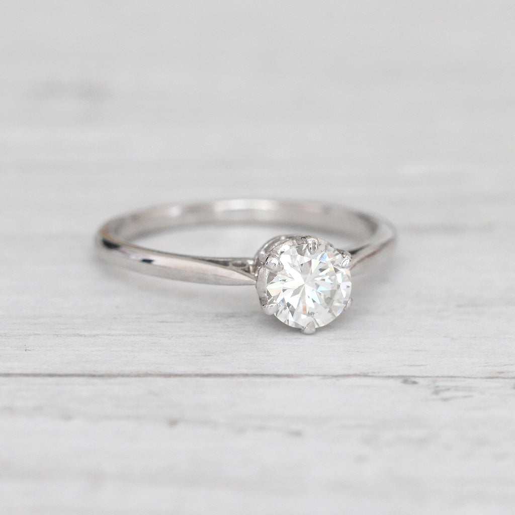 Mid-Century Vintage 0.67 Carat Brilliant Cut Diamond Solitaire