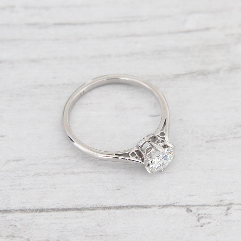 Mid-Century Vintage 0.67 Carat Brilliant Cut Diamond Solitaire