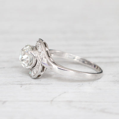 Art Deco 1.48 Carat Old Mine Cut Diamond Twist Solitaire