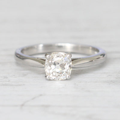 Art Deco Style 1.04 Carat Old Mine Cut Diamond Solitaire