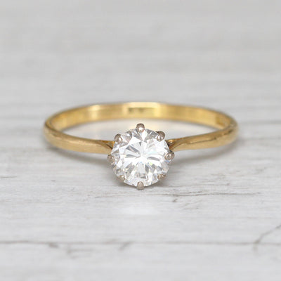 Vintage 0.90 Carat Brilliant Cut Diamond Solitaire