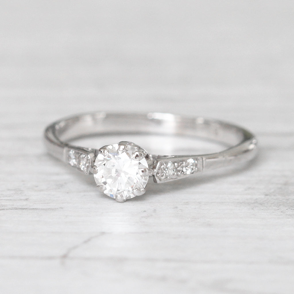 Art Deco 0.58 Carat Transitional Cut Diamond Solitaire