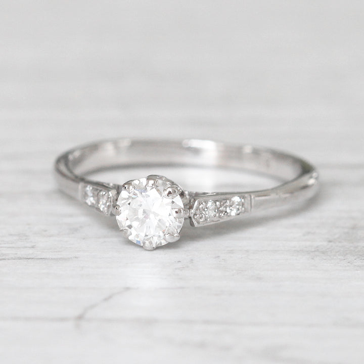 Art Deco 0.58 Carat Transitional Cut Diamond Solitaire