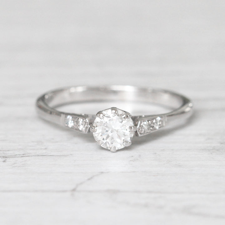 Art Deco 0.58 Carat Transitional Cut Diamond Solitaire