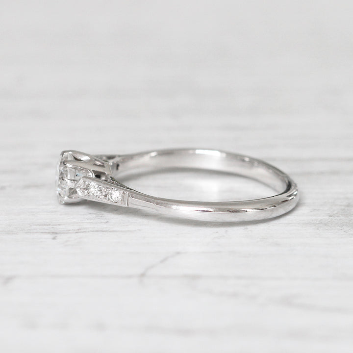 Art Deco 0.58 Carat Transitional Cut Diamond Solitaire