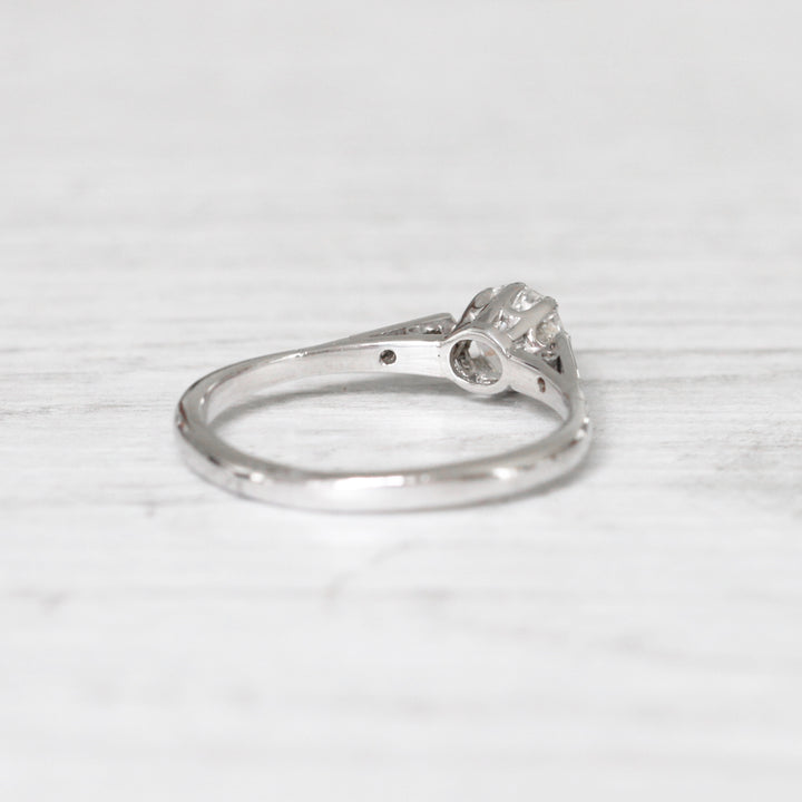 Art Deco 0.58 Carat Transitional Cut Diamond Solitaire