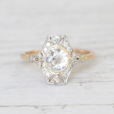 Belle Époque 0.83 Carat Old European Cut Diamond Panel Cluster