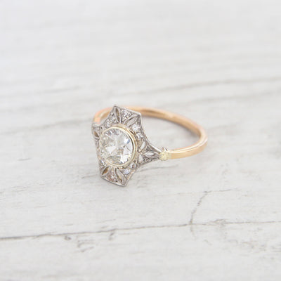 Belle Époque 0.83 Carat Old European Cut Diamond Panel Cluster