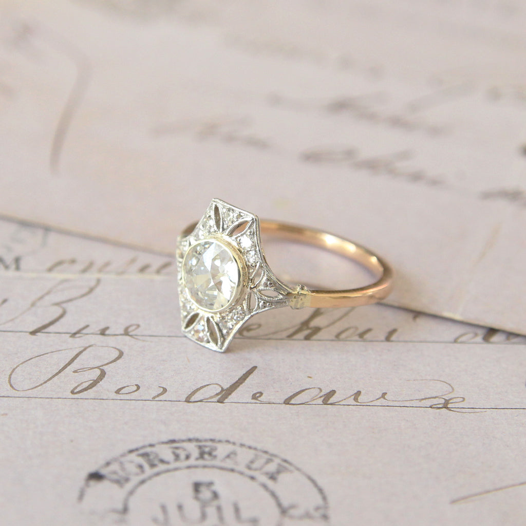 Belle Époque 0.83 Carat Old European Cut Diamond Panel Cluster