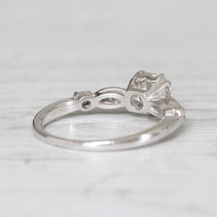 Art Deco 0.91 Carat Old Cushion Cut Diamond Solitaire