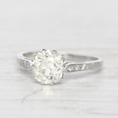 Art Deco 1.66 Carat Old Mine Cut Diamond Solitaire