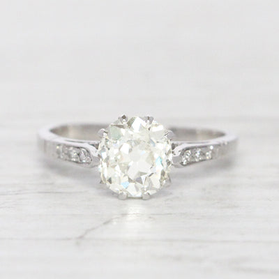 Art Deco 1.66 Carat Old Mine Cut Diamond Solitaire