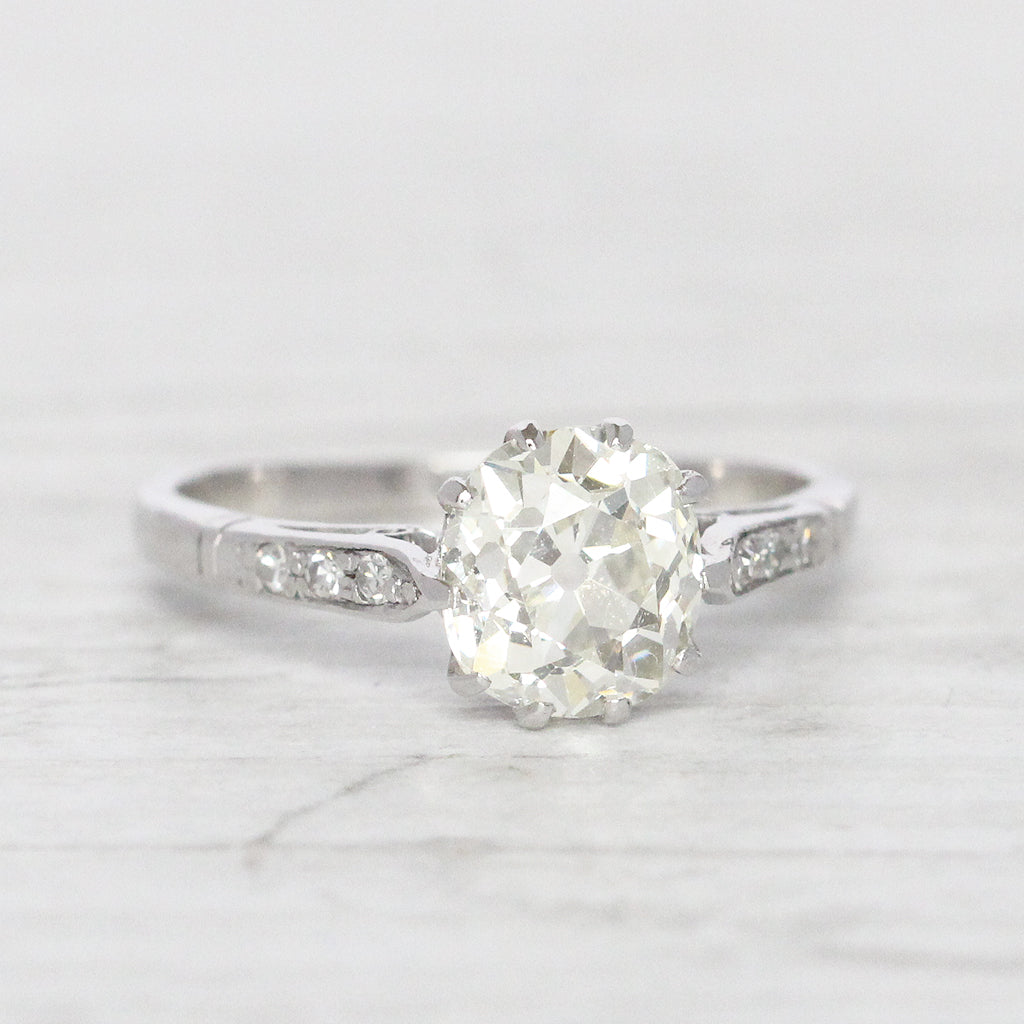 Art Deco 1.66 Carat Old Mine Cut Diamond Solitaire