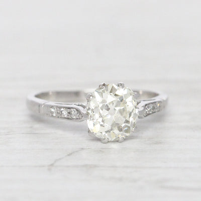 Art Deco 1.66 Carat Old Mine Cut Diamond Solitaire