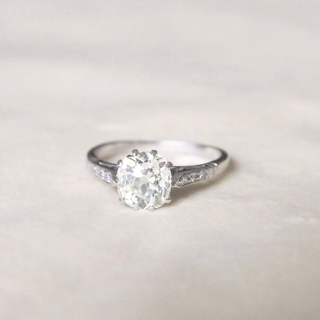 Art Deco 1.66 Carat Old Mine Cut Diamond Solitaire