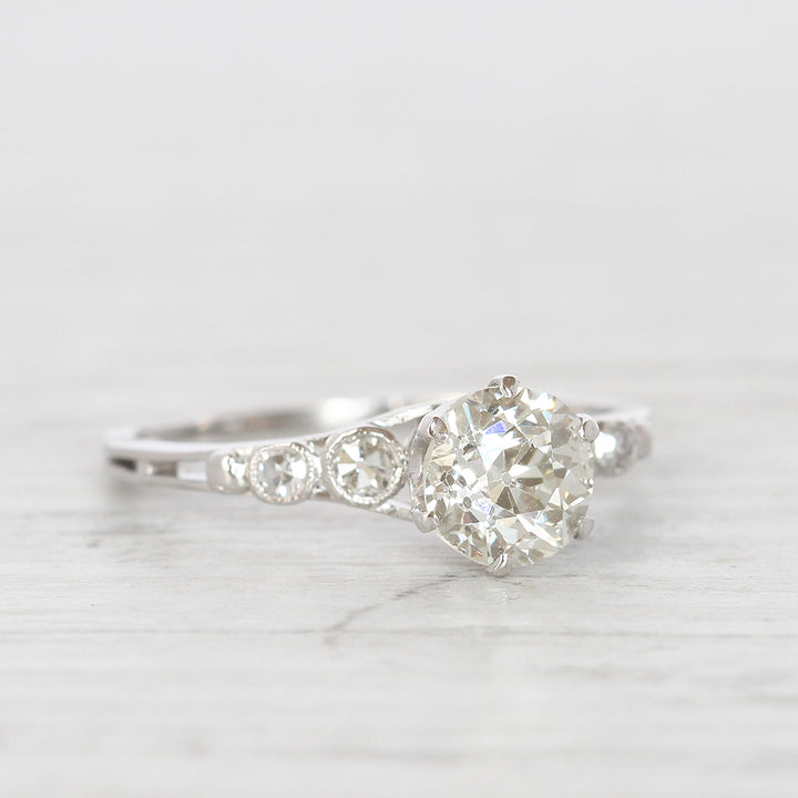 Art Deco 1.07 Carat Old European Cut Diamond Solitaire