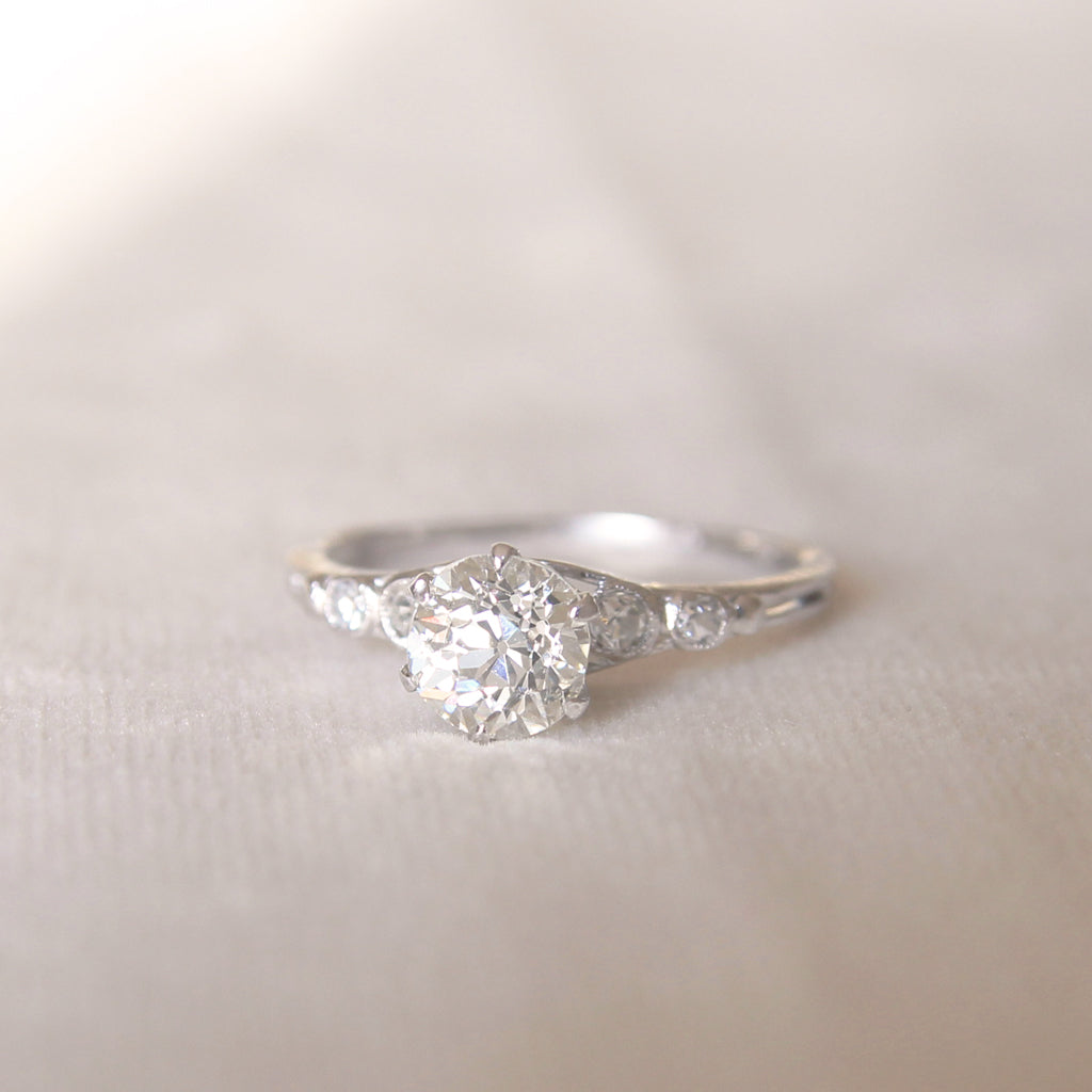 Art Deco 1.07 Carat Old European Cut Diamond Solitaire