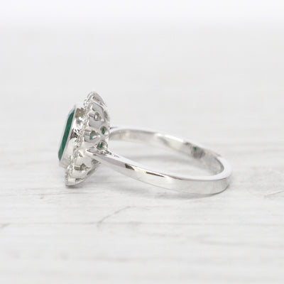 Vintage Style 1.67 Carat Emerald and Diamond Oval Cluster