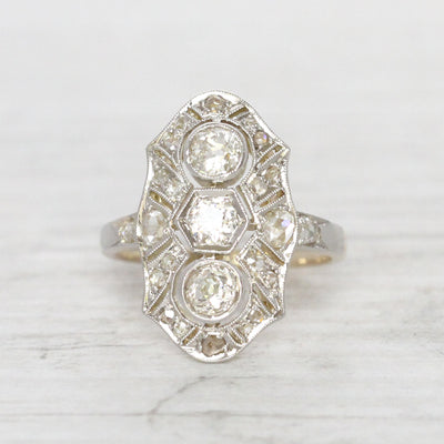 Art Deco 0.80 Carat Old and Rose Cut Diamond Panel Cluster