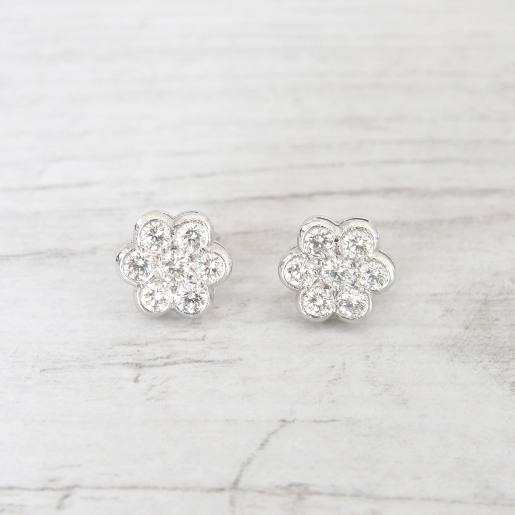 Vintage Style 1 Carat Diamond Daisy Stud Earrings