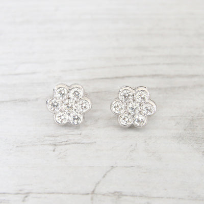 Vintage Style 1 Carat Diamond Daisy Stud Earrings