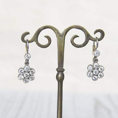 Vintage Style 1.04 Carat Diamond Daisy Drop Earrings