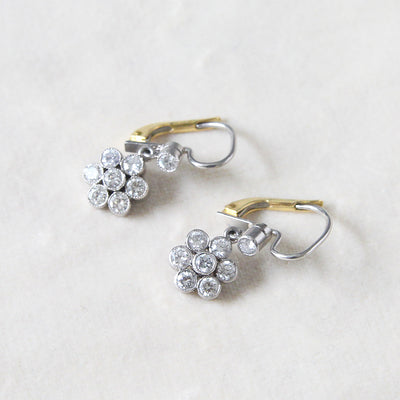 Vintage Style 1.04 Carat Diamond Daisy Drop Earrings