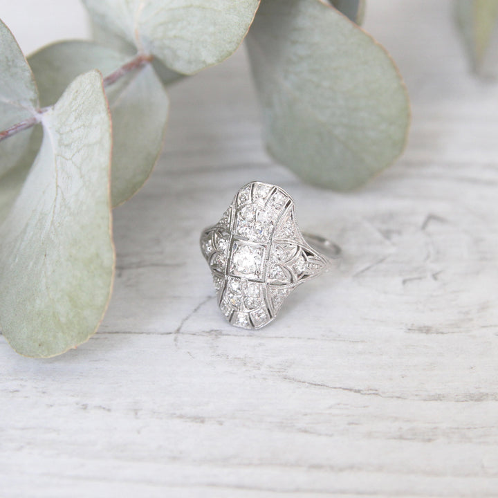 Art Deco Old European Cut Diamond Bombé Cluster
