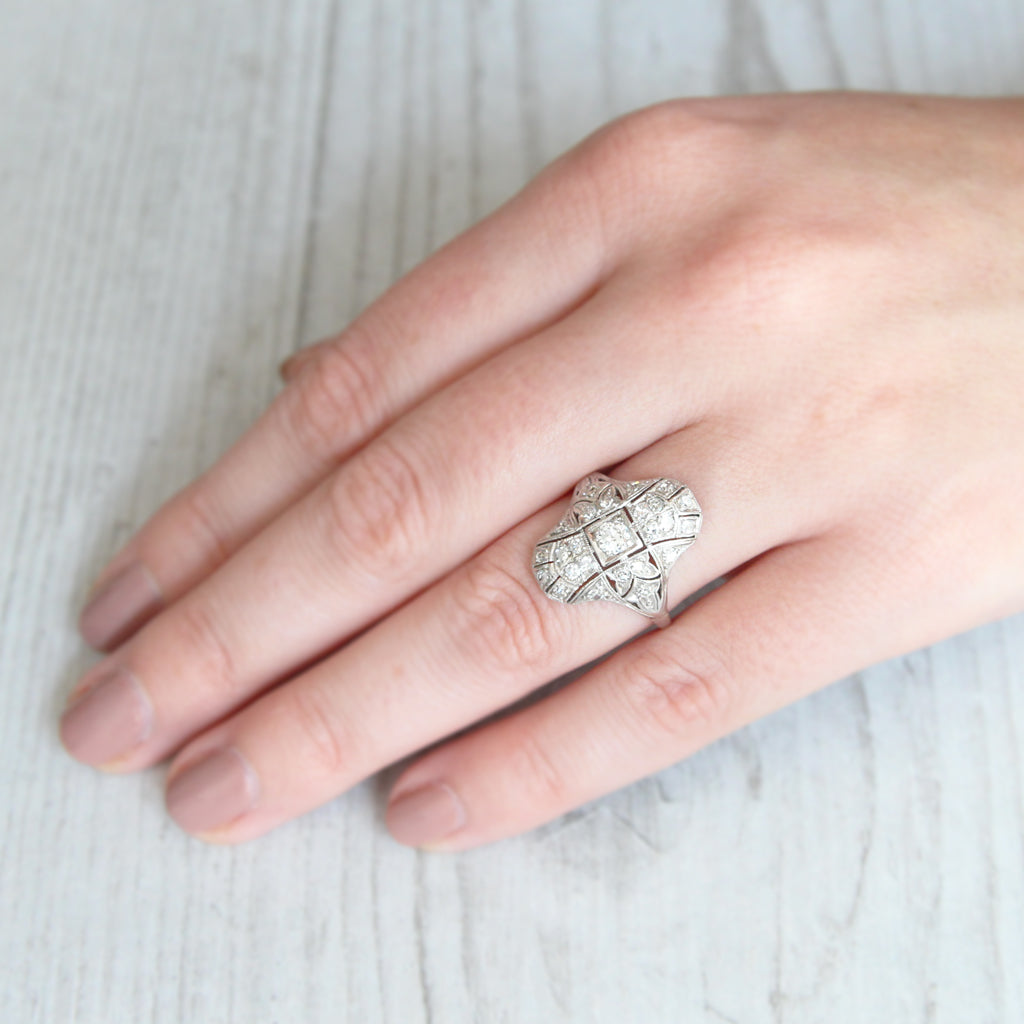 Art Deco Old European Cut Diamond Bombé Cluster