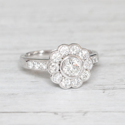 Edwardian Style 1.24 Carat Brilliant Cut Diamond Daisy Cluster