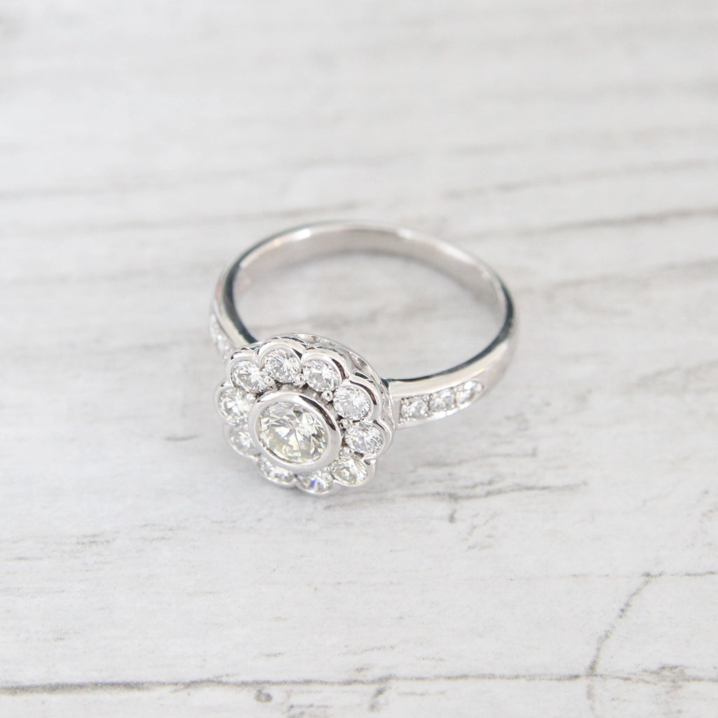 Edwardian Style 1.24 Carat Brilliant Cut Diamond Daisy Cluster