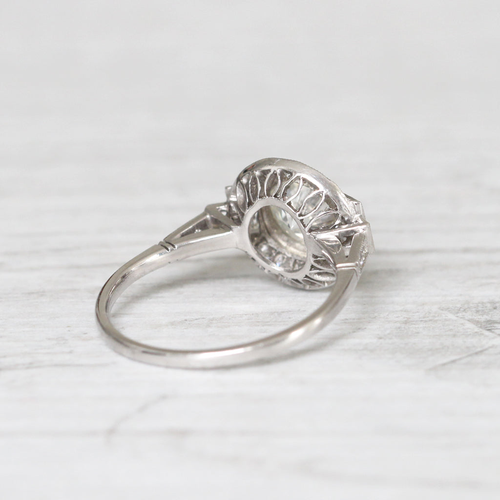 Art Deco Style 1.36 Carat Old European Cut Diamond Halo Cluster Ring