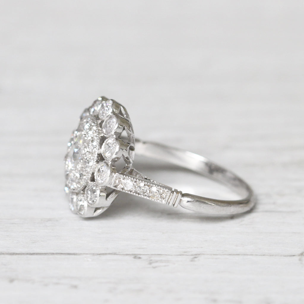 Vintage 1.26 Carat Old Cut Diamond Cluster Ring