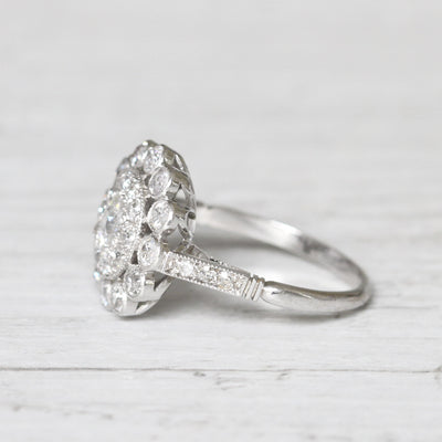 Vintage 1.26 Carat Old Cut Diamond Cluster Ring