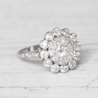 Vintage 1.26 Carat Old Cut Diamond Cluster Ring