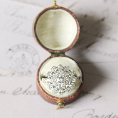 Vintage 1.26 Carat Old Cut Diamond Cluster Ring